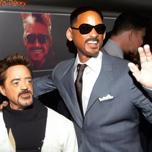 Prompt: will smith slaps robert downey jr.