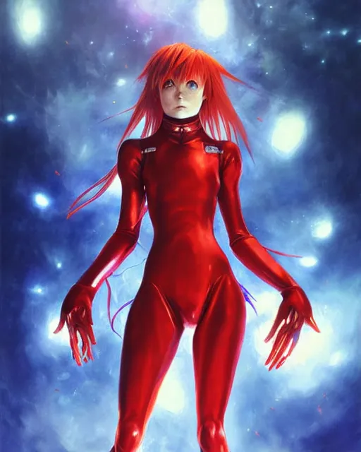 Prompt: asuka langley soryu wearing plugsuit, award winning photograph, radiant flares, realism, lens flare, intricate, various refining methods, micro macro autofocus, evil realm magic painting vibes, hyperrealistic painting by michael komarck - stephen gemmell