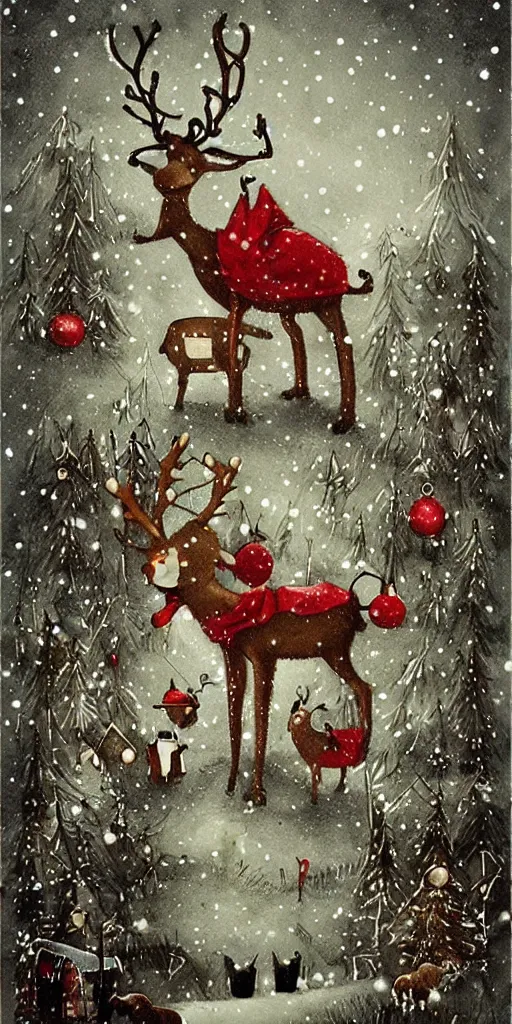 Image similar to a reindeer christmas scene by alexander jansson