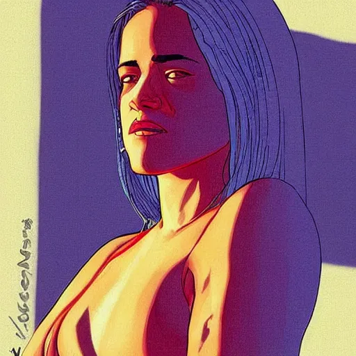 Image similar to “ michelle rodriguez retro minimalist portrait by jean giraud, moebius starwatcher comic, 8 k ”