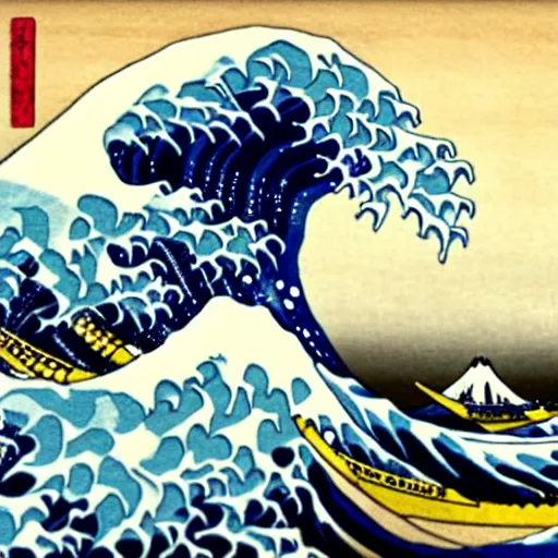 Prompt: The Great Wave off Kanagawa by Katsushika Hokusai picture, hyper realistic, 8k, colorful