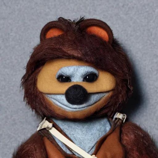 Image similar to ewok as a muppet. highly detailed felt. hyper real photo. 4 k.