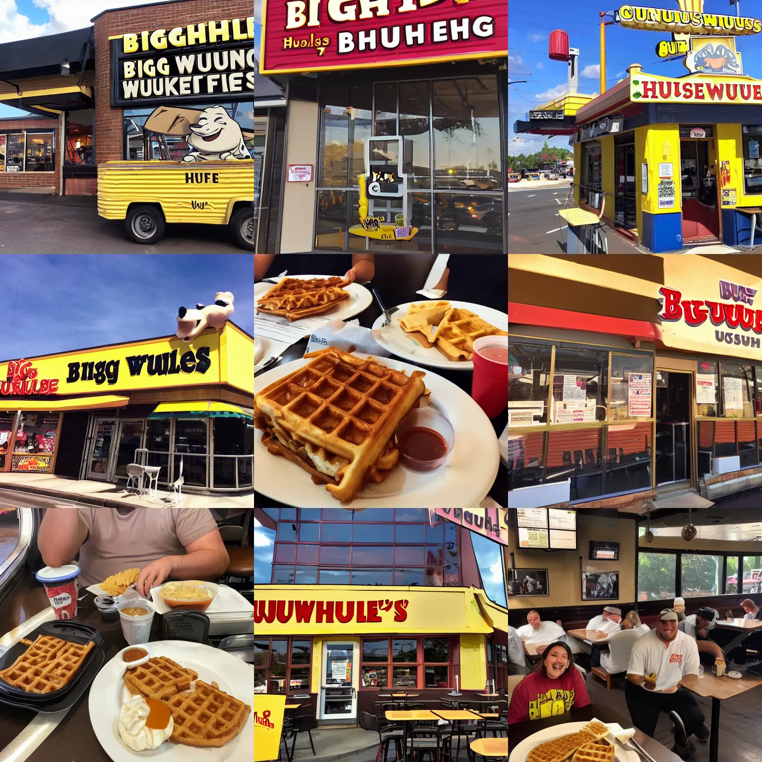 Prompt: eating at big chungus's waffle house