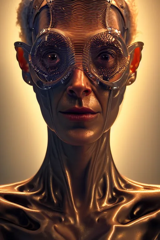 Image similar to hyperrealistic close-up rococo cyborg woman! highly detailed concept art eric zener elson peter cinematic hard lighting high angle hd 8k sharp shallow depth of field, inspired by David Paul Cronenberg and Zdzisław Beksiński