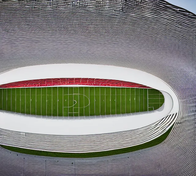 Prompt: a football stadium designed by santiago calatrava, architecture photography, award - winning photo