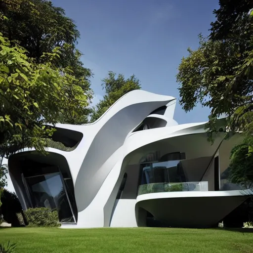 Image similar to house designed by zaha hadid