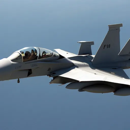 Image similar to half eagle half F-15 fighter jet