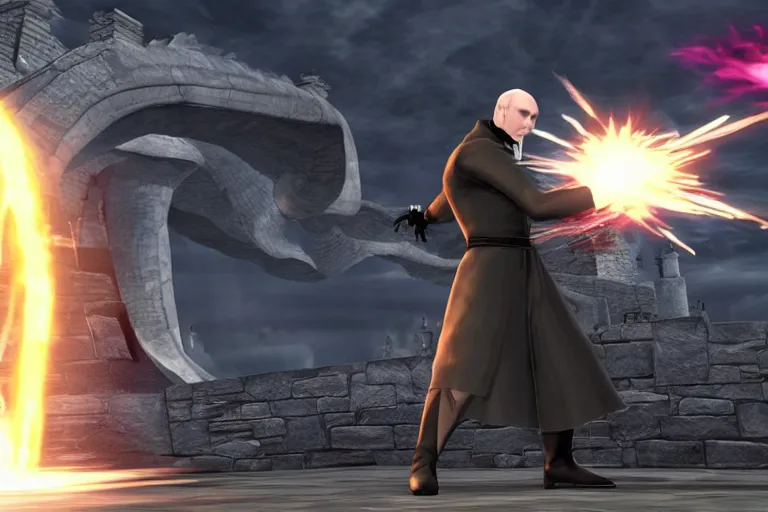 Prompt: a screenshot from voldemort in super smash bros ultimate