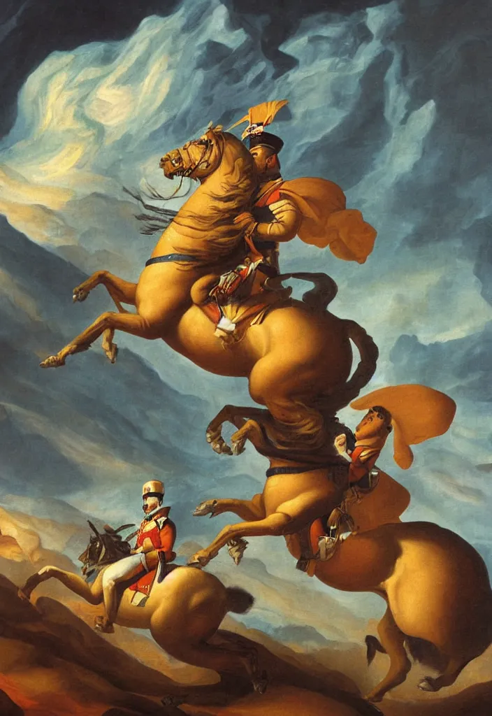 Prompt: Napoleon crossing Olympus Mons, oil painting