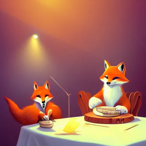 Prompt: foxes judging a cheese competition, furry, cute, disney style, artstation, detailed, award winning, dramatic lighting, cheese, fox, cheese competition, cheese contest, soft lighting, funny