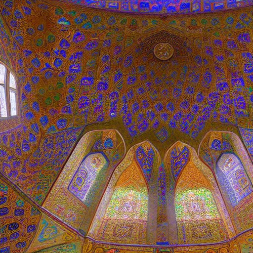 Image similar to equirectangular view of the nasir al - mulk mosque in iran, 4 k