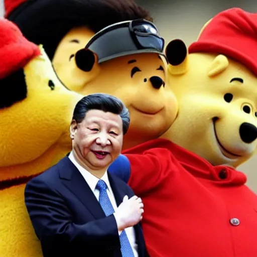 Image similar to xi jinping cosplays as winnie the pooh