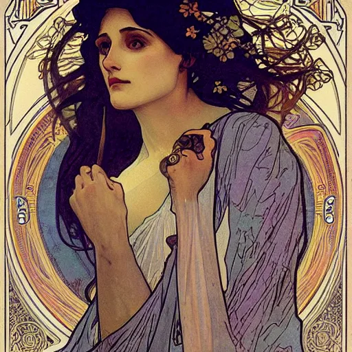 Image similar to lady of the lake by alphonse mucha