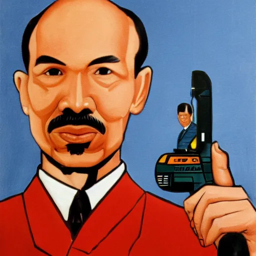 Image similar to Portrait of Ho Chi Minh holding Electric Cordless Drill