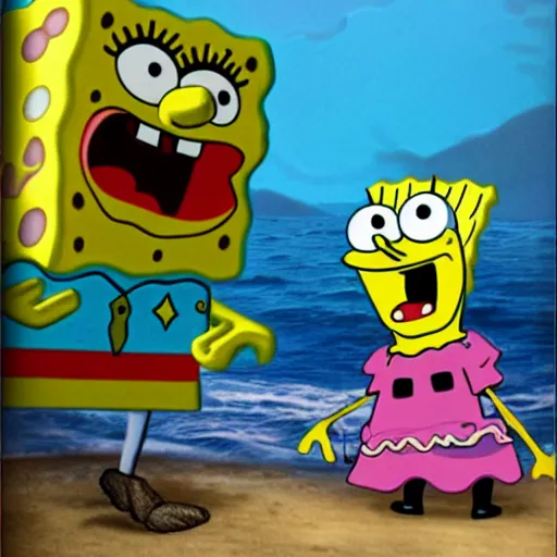 Image similar to Spongebob meets patchy the Pirates, hyper realistic, HD, HQ, photo realistic