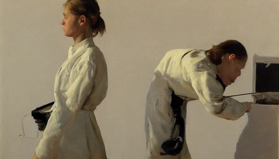 Image similar to painting by borremans, protey temen, detailed, stunning