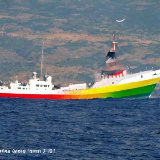 Prompt: the sinking of the rainbow warrior by the dastardly mustache twirling french