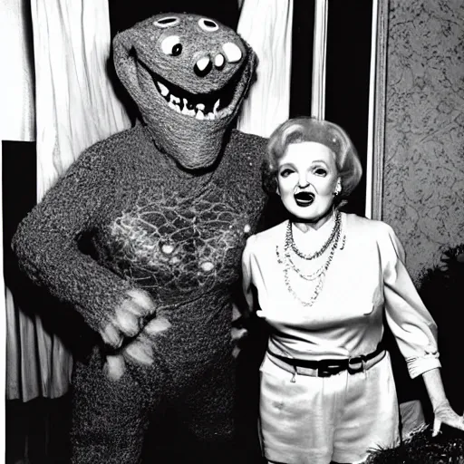 Image similar to Betty White hanging out with Frankenstein's monster