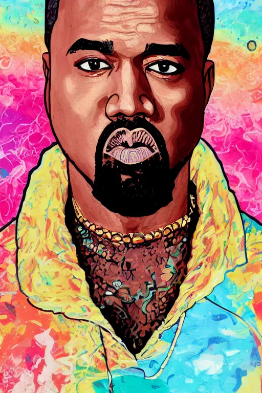 Prompt: Kanye West portrait by Hikari Shimoda, 4k