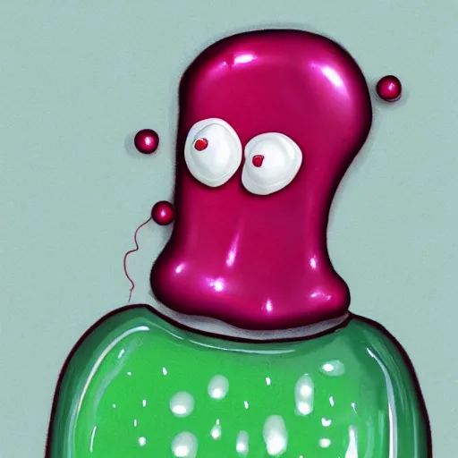 Image similar to a gelatinous jello person, portrait