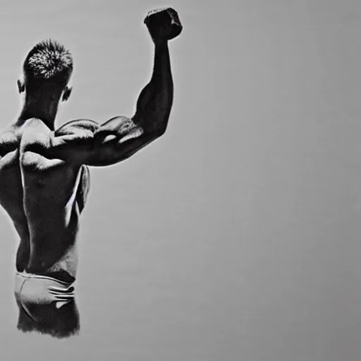 Image similar to bird with bodybuilder arms, hyper realism