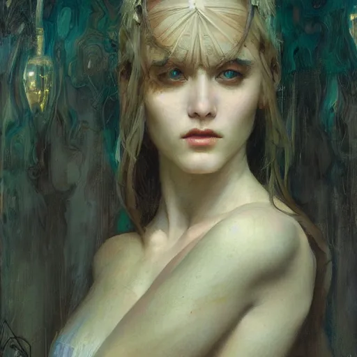 Image similar to a painting in the style of tom bagshaw, and in the style of donato giancola, and in the style of john william waterhouse. smooth, sharp focus, semi - realism.