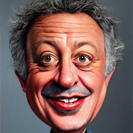 Image similar to Caricature portraits done of Gene Ween, realistic, hyperrealistic, very realistic, highly detailed, very detailed, extremely detailed, detailed, oil painting, digital art, trending on artstation