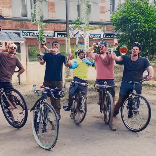 Image similar to bicycle crew drinking beer