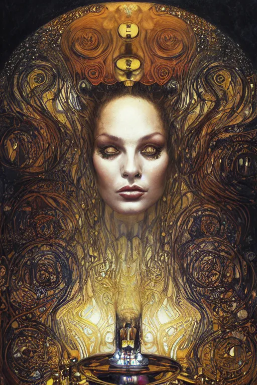 Prompt: Divine Chaos Engine portrait by Karol Bak, Jean Deville, Gustav Klimt, people looking at a large painting wearing oculus in a contemporary museum, dark, intricate, realistic detailed image of a semi overhead view of an old couple sitting on a couch highly detailed, smooth, artstation, digital illustration by moebius. James jean graffiti. Artgerm and Franics Bacon and Greg Rutkowski and Zdzislaw Beksinski