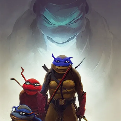 Image similar to a portrait of the ninja turtles by greg rutkowski