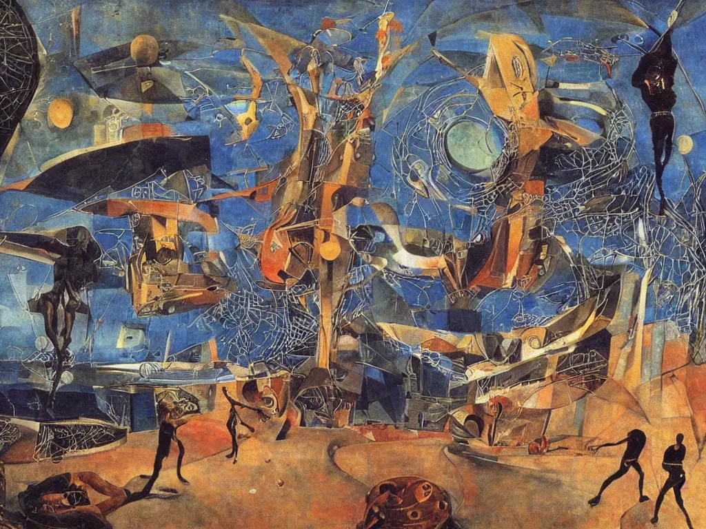 Image similar to cosmic gifted basketball player futuristic basketball court cyberpunk. valley of joy and despair. open manuscript of alchemic insect. painting by max ernst, moebius, arnold bocklin, william blake