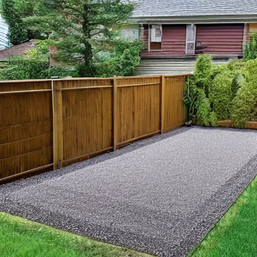 Image similar to a carpeted fenced in backyard