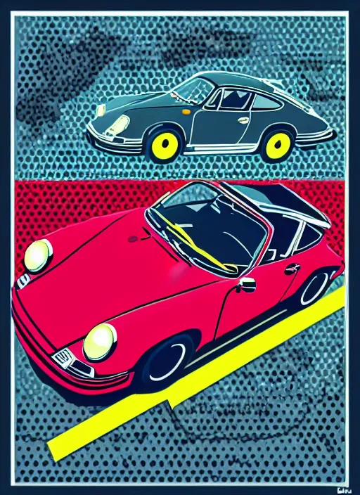 Image similar to pop art illustration of the porsche 9 1 1