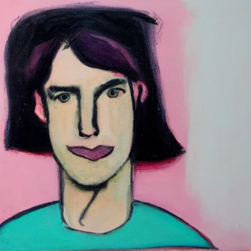 Image similar to portrait of 2 0 year old white man with big pink lips, messy medium length hair