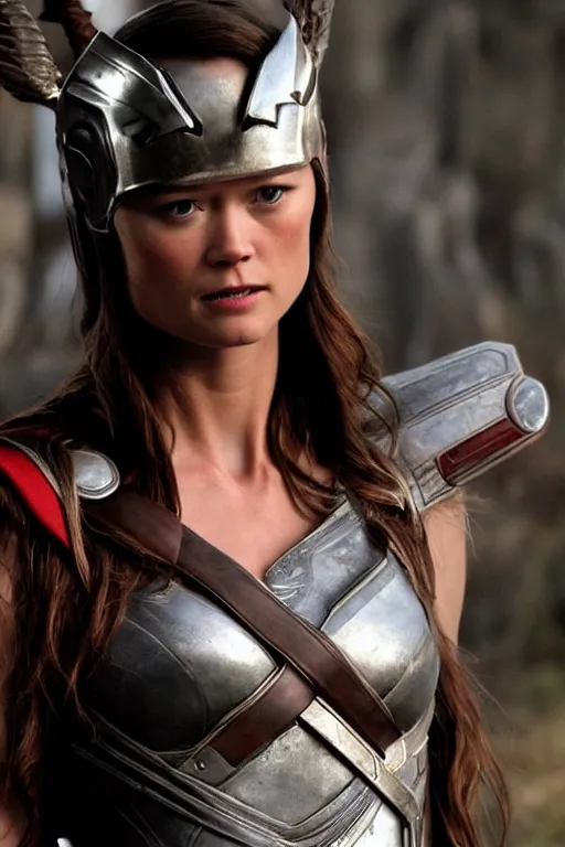 Image similar to summer glau as thor god of war