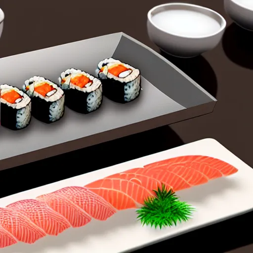 Image similar to a computer made from sushi, 4 k photorealistic