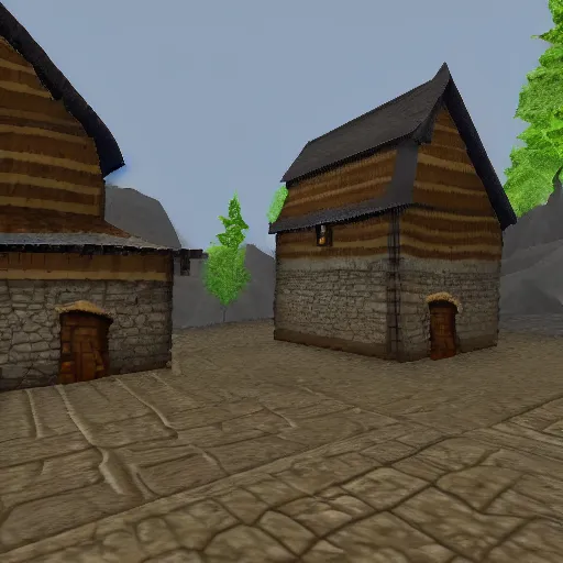 Image similar to The town of Varrock, ancient manuscript pained by a monk