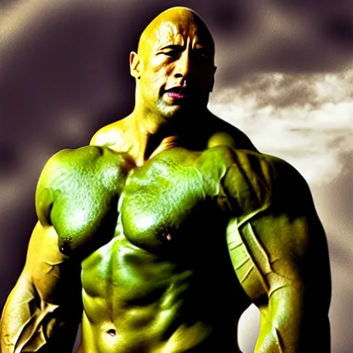 Image similar to the Incredible Hulk as Dwayne the rock Johnson
