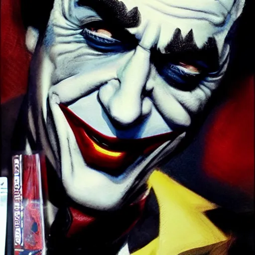 Image similar to photorealistic picture, alex ross, arthur fleck joker, comic book cover, gouache and wash paints, fine details, fine intricate, fine facial proportionate, fine body proportionate, fine fix broken line, fine fix duplicate line, fine background proportionate, smooth focus, sharp details, bokeh, 4 k, fine 5 k details