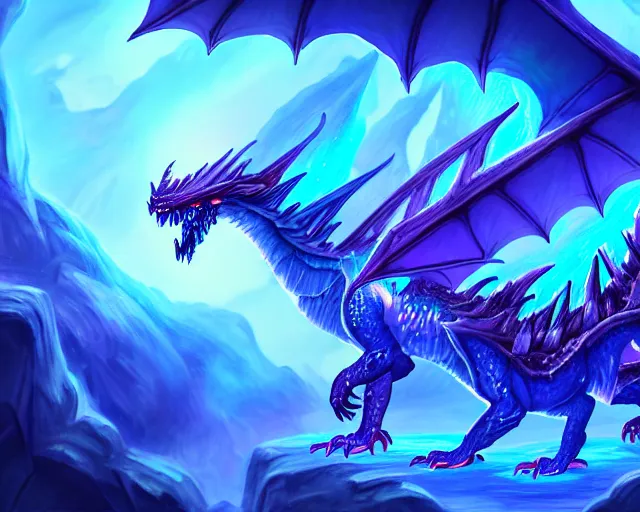 Detailed illustration of a fire ice crystal dragon in | Stable Diffusion