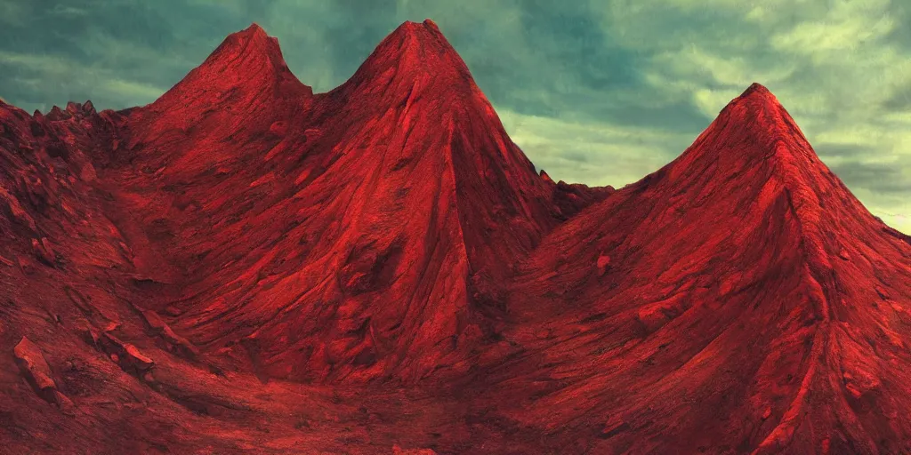 Image similar to an ancient red mountain carved into the face of priestess, sci - fi, landscape, fantasy