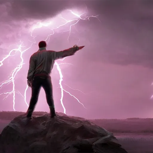 Image similar to bull volume sky concept art pink hyper realistic epic cinematic lightning