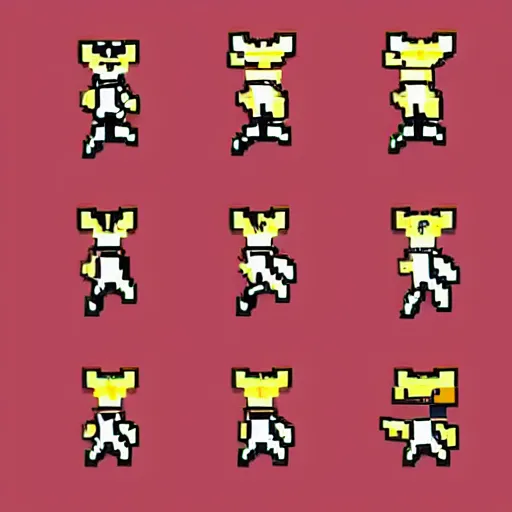 Prompt: Walk cycle animation sprite sheet of pixel cat from a videogame