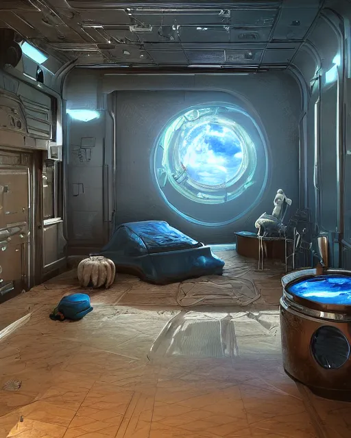 Image similar to artstation scifi scene of a safe room, lounge furniture, large terrarium, sky mural on the celing, paneled walls, unreal engine 5, hyper realism, realistic shading, cinematic composition, blender render, octane render, hdr, detailed textures, photorealistic, wide shot