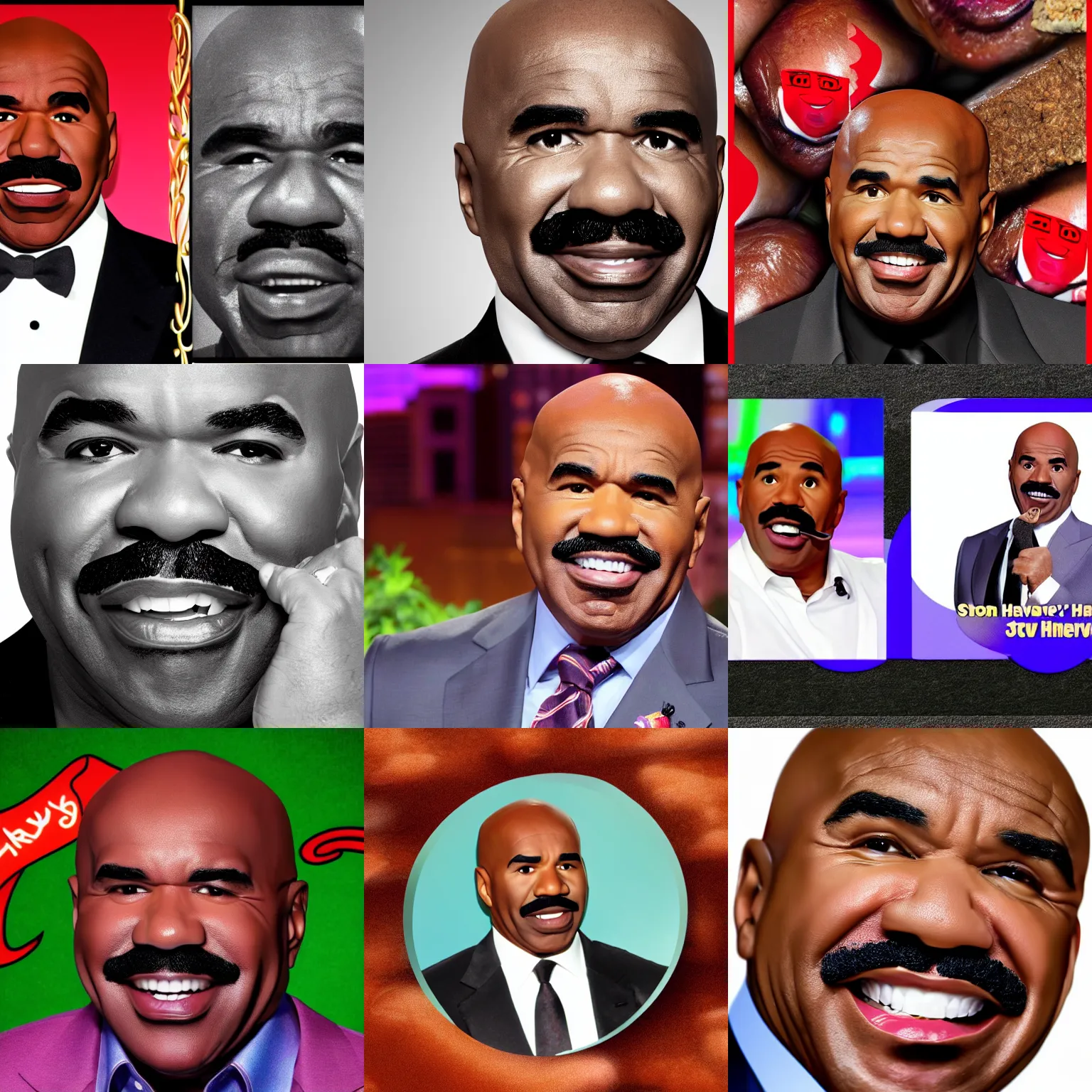 Prompt: photograph of a delicious piece of stake with steve harvey's face, 4 k