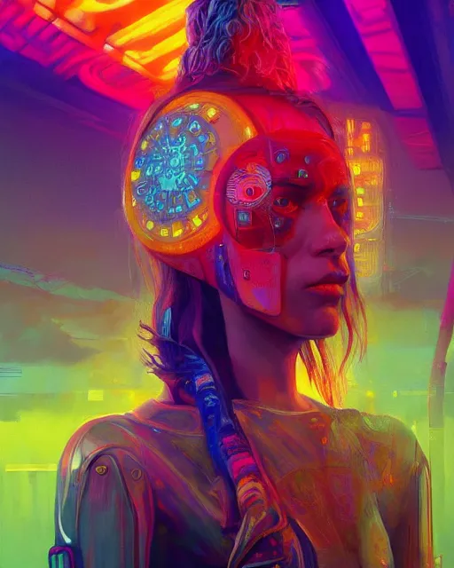 Prompt: colorful full body portrait of a hippie, set in the future 2 1 5 0 | highly detailed | very intricate | symmetrical | professional model | cinematic lighting | award - winning | painted by mandy jurgens and ross tran | pan futurism, dystopian, bold colors, cyberpunk, groovy vibe, anime aesthestic | featured on artstation