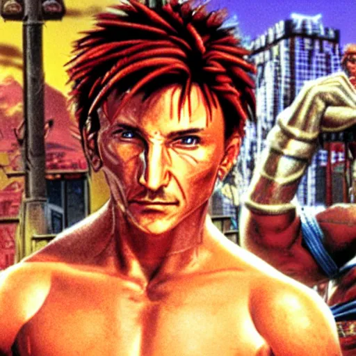 Image similar to portrait of sean penn in double dragon video game splash screen