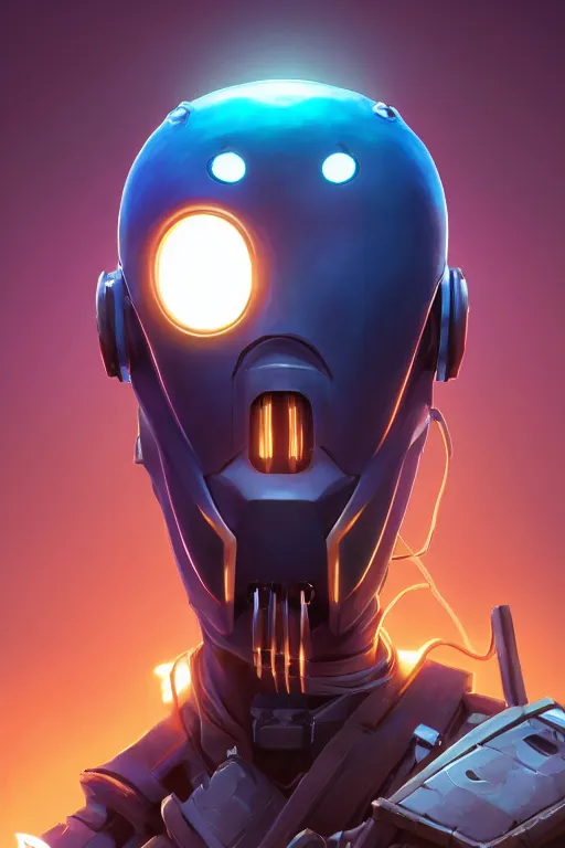 Image similar to epic mask helmet robot ninja portrait stylized as fornite style game design fanart by concept artist gervasio canda, behance hd by jesper ejsing, by rhads, makoto shinkai and lois van baarle, ilya kuvshinov, rossdraws global illumination radiating a glowing aura global illumination ray tracing hdr render in unreal engine 5