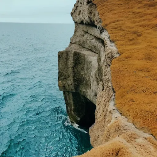 Image similar to a door in the side of a sea cliff