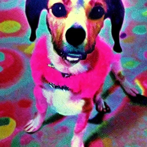 Image similar to 6 0 s kitsch and psychedelia unflappable patty dog